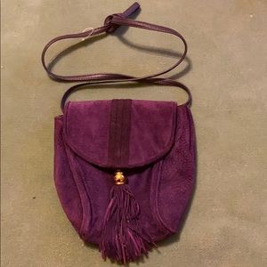 Purple Suede Leather crossbody.